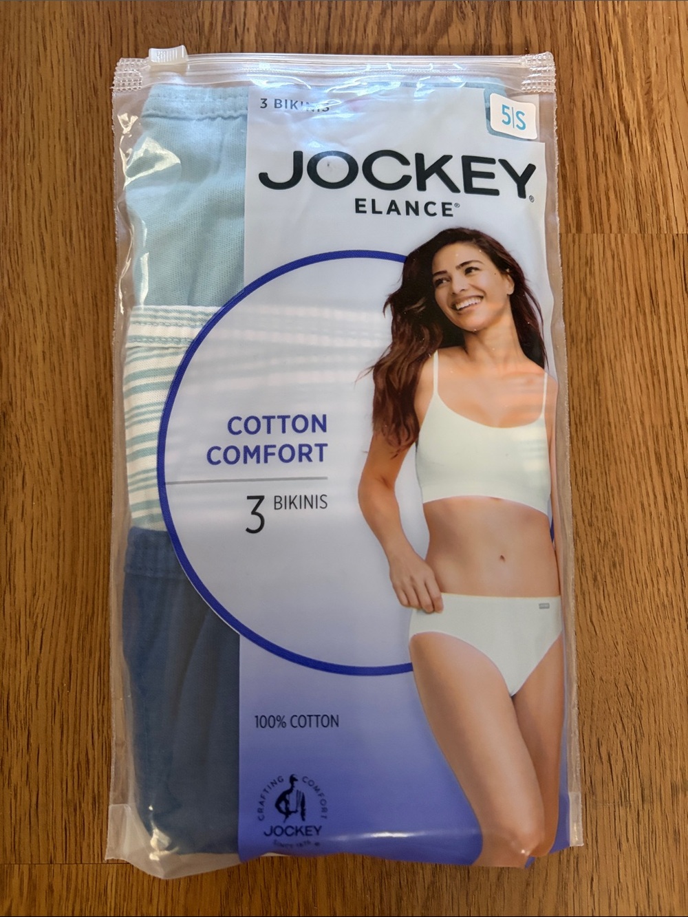 Jockey Elance NWT Women’s 3-Pack Blue Cotton Comfort Bikini Size 5/S